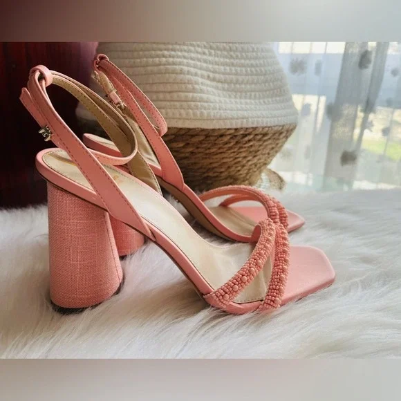 Sam Edelman Kia Block Heel Pink Size 6 Sandals Square Toe Ankle Strap - Picture 13 of 16
